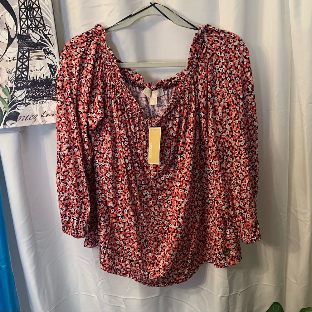 ❤️Price Drop❤️Michael Kors Relaxed Red 3/4 Sleeve Blouse - Picture 9 of 9